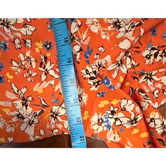 Nanette Lepore Pintuck Button Down orange print Blouse in size large - Picture 5 of 6
